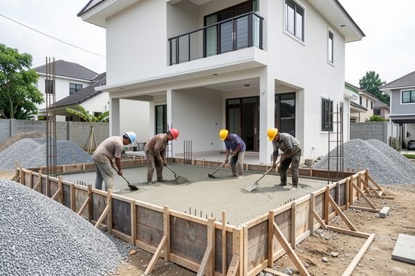 Pengecoran lantai rumah tingkat menggunakan concrete pump