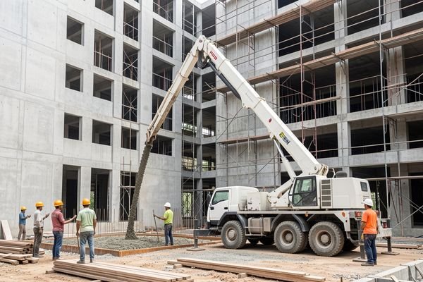 Concrete Pump sedang beroperasi di lokasi proyek